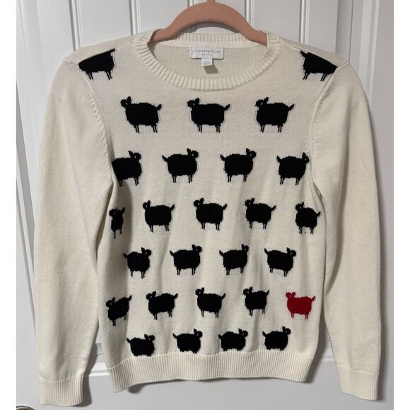 Vintage Y2K Charter Club Black Sheep Sweater Preppy Size Small Petite - Picture 2 of 4